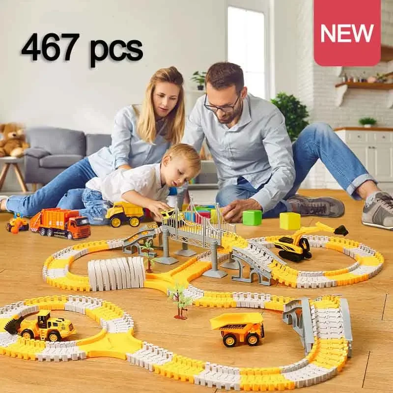 Hot Wheels Car Track Sets - Mainan mobil listrik anak-anak, 137-467 buah