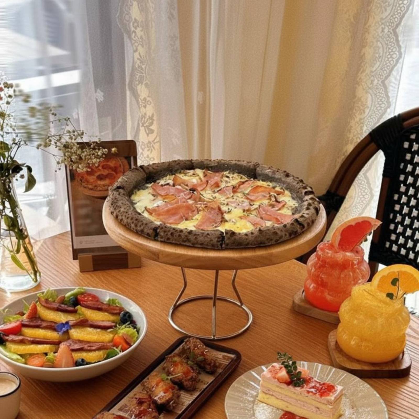 Rak Sajian Pizza Desain Retro  - Display Risers Set ulasan dan harga